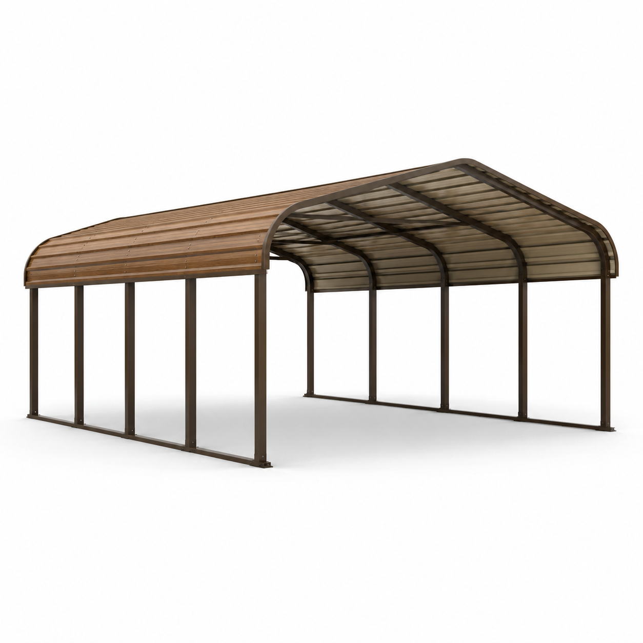 Freistehender Doppelcarport mit Bogendach aus Stahl und Polycarbonat, 600 × 600 × 300 cm, Braun/Bronze