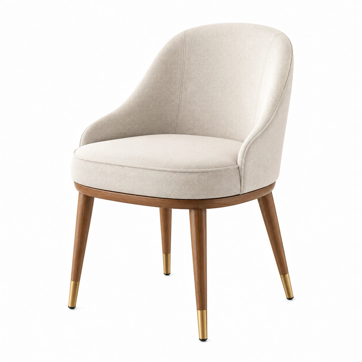 Gepolsterter Esszimmerstuhl mit Armlehnen, 60 × 58 × 84 cm, Beige, Braun und Goldfarben