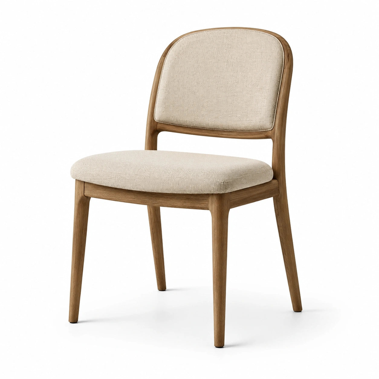 Moderner gepolsterter Esszimmerstuhl mit Holzgestell, Braun/Beige, 52 × 55 × 81 cm