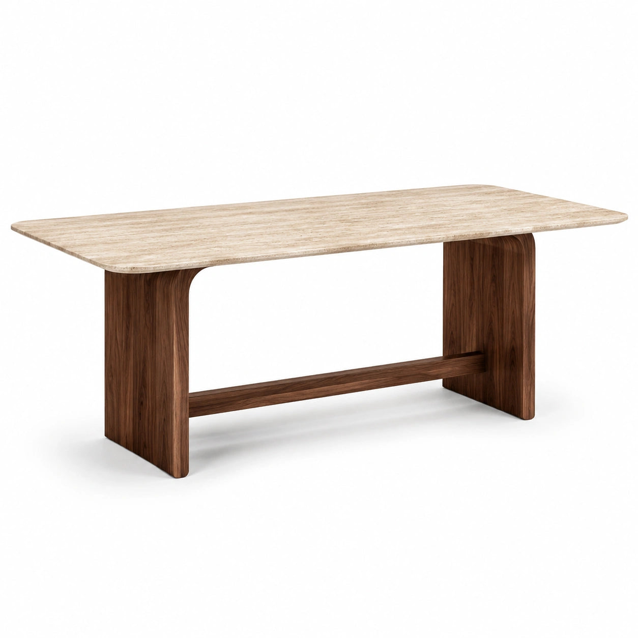 Moderner Esstisch aus Holzwerkstoff, Beige und Braun, 180 × 90 × 76 cm