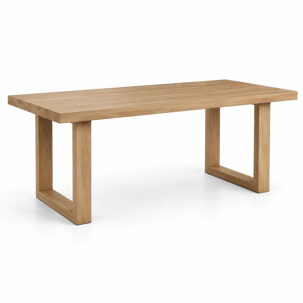 Moderner Esstisch aus Holz in Naturbraun, 180 × 90 × 76 cm, rechteckig mit Kufengestell