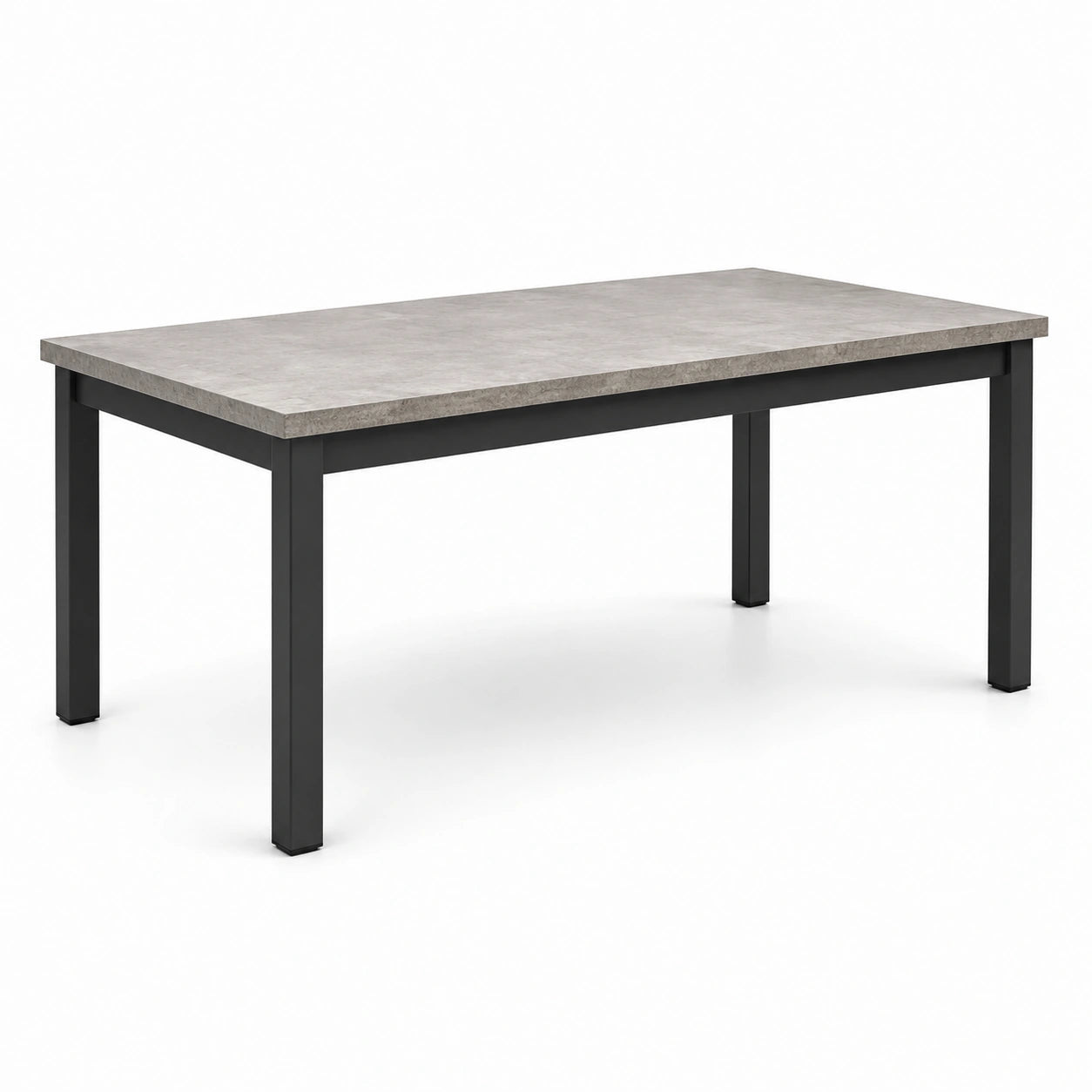 Esstisch 160 × 80 × 75 cm in grauer Betonoptik mit schwarzem Metallgestell