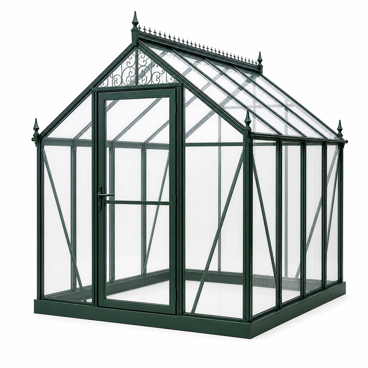 Freistehendes Modell im viktorianischen Stil, 250 × 190 × 240 cm, Metall, dunkelgrün und transparent