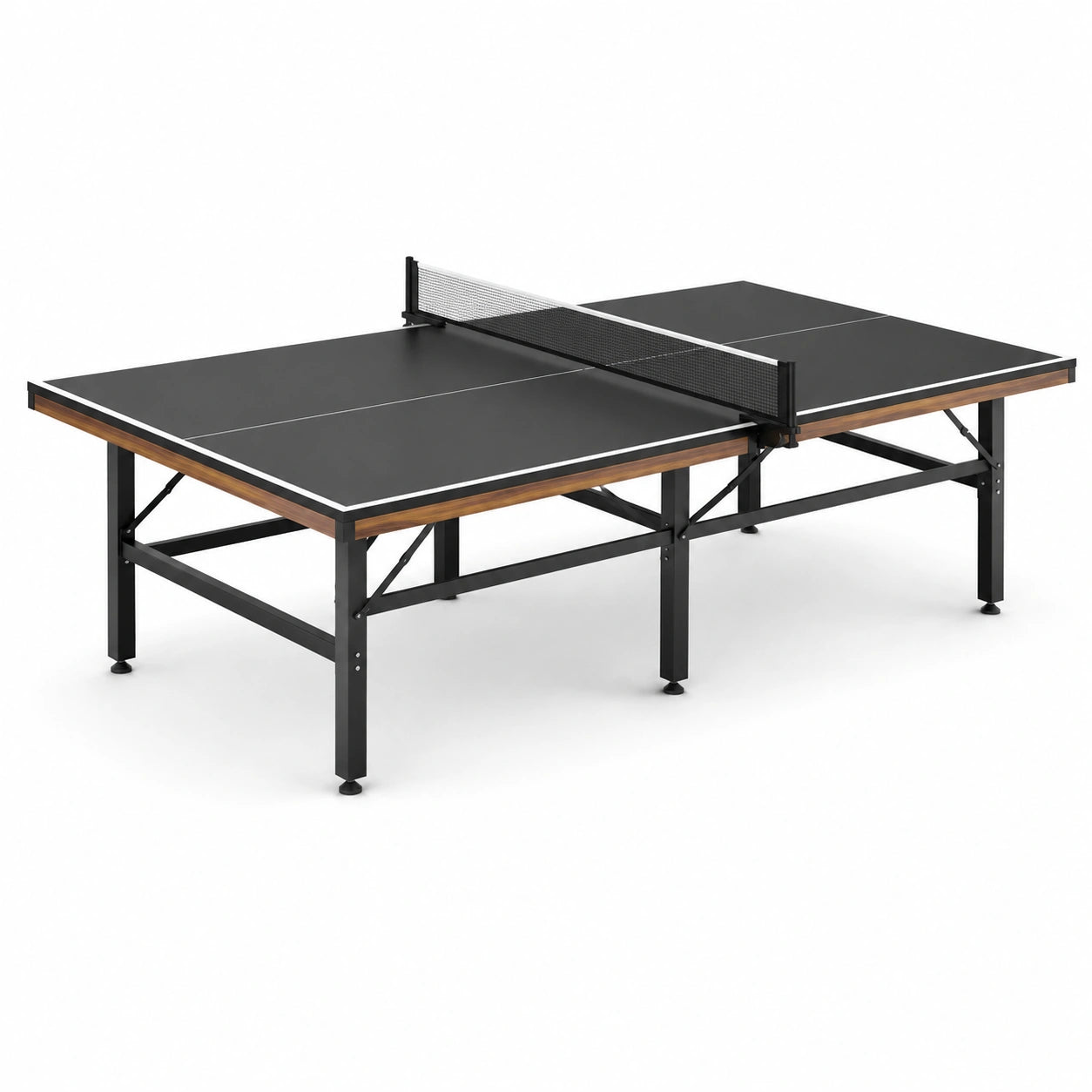 Tischtennisplatte für den Innenbereich mit Netz, 274 × 152,5 × 76 cm, Schwarz/Braun/Weiß
